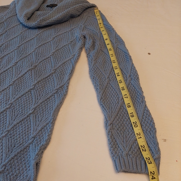 Jeanne Pierre Blue Cowl Neck Cable Waffle Knit Textured Pullover Sweater Size M - Picture 8 of 10